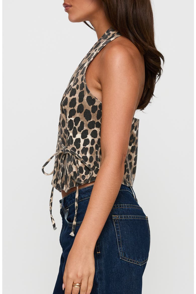 Feel This Way Leopard Denim Halter Top, Alternate, color, LEOPARD