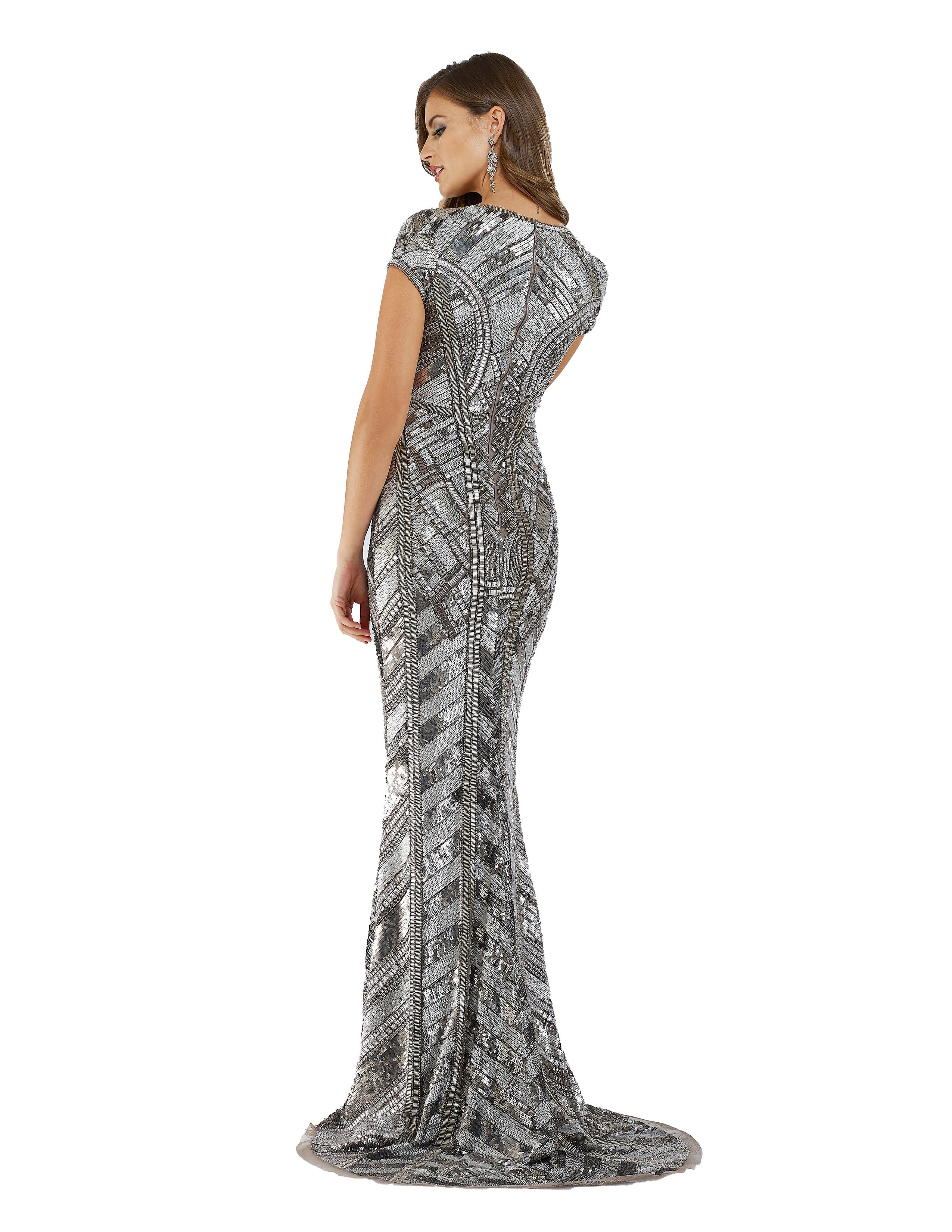 Body Con Beaded Silver Dress - image 2