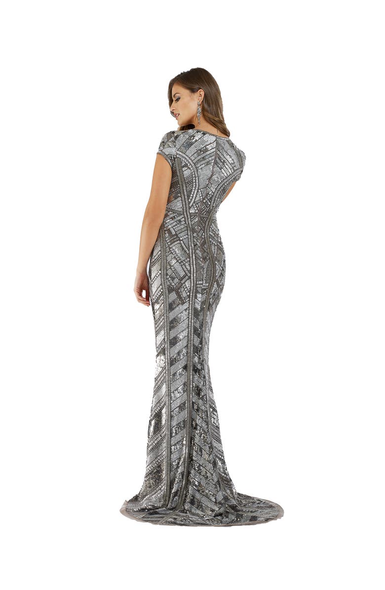 LARA New York Body Con Beaded Silver Dress, Alternate, color, Platinum