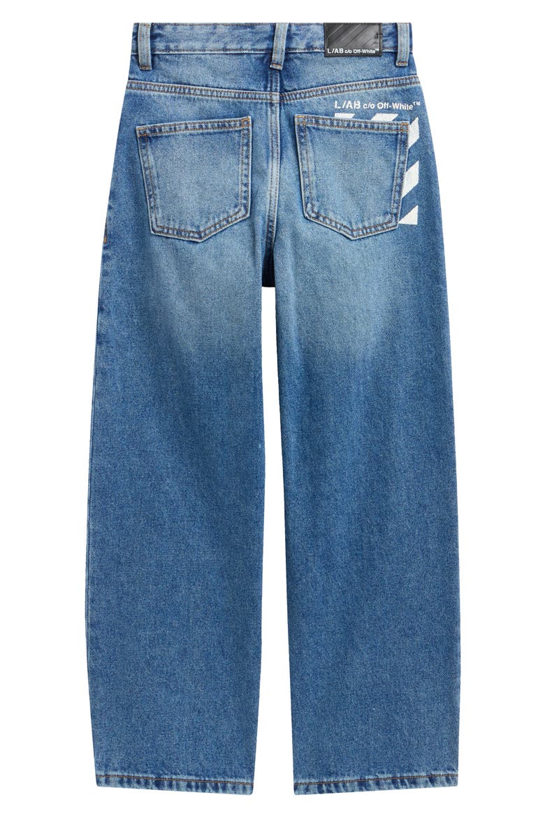Kids' Diagonal Relaxed Jeans, Alternate, color, STEEL INDIGO