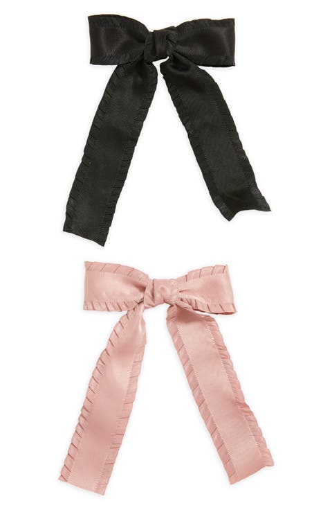 2-Pack Lettuce Edge Satin Bow Barrettes