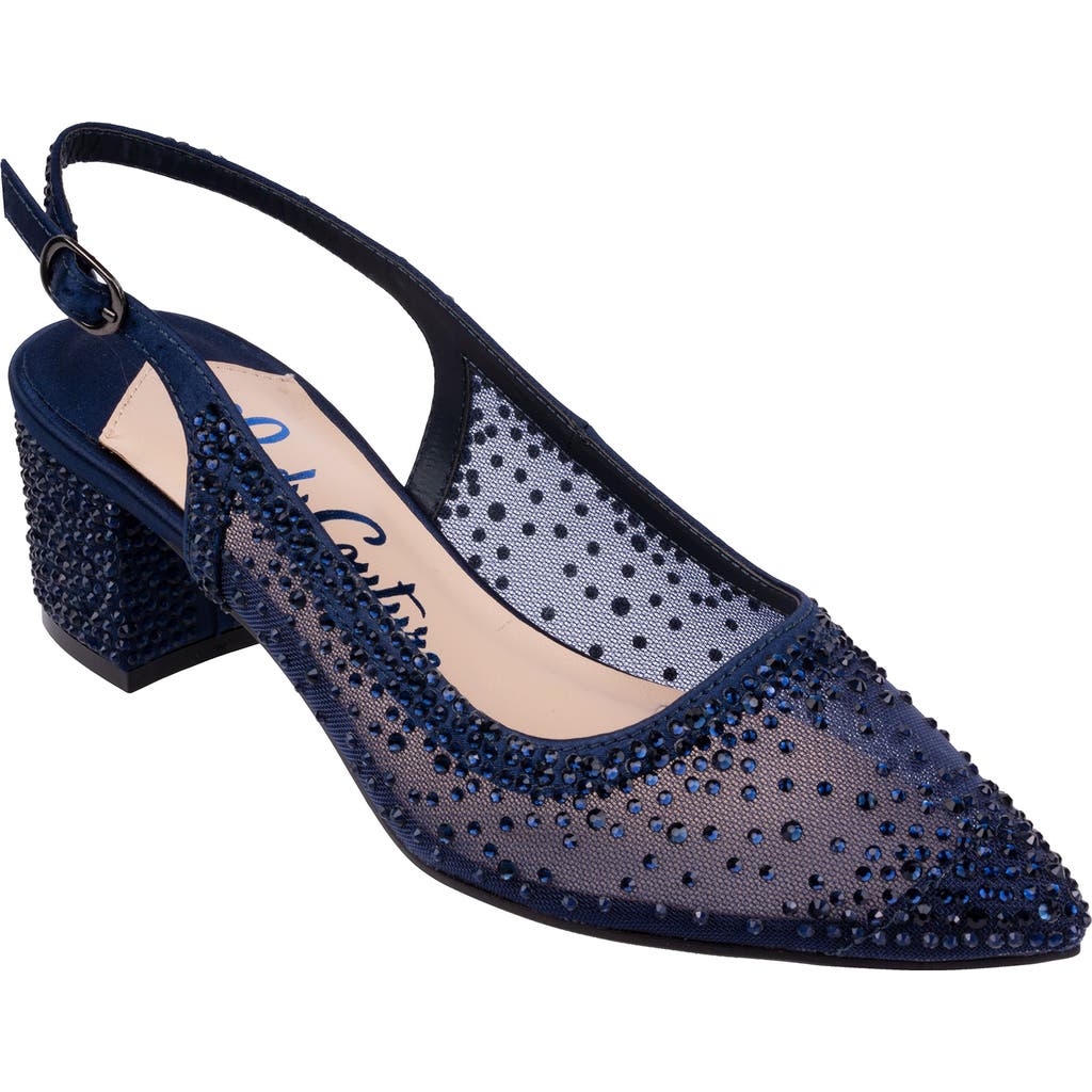 Lady Couture Rhinestone Mesh Slingback In Navy