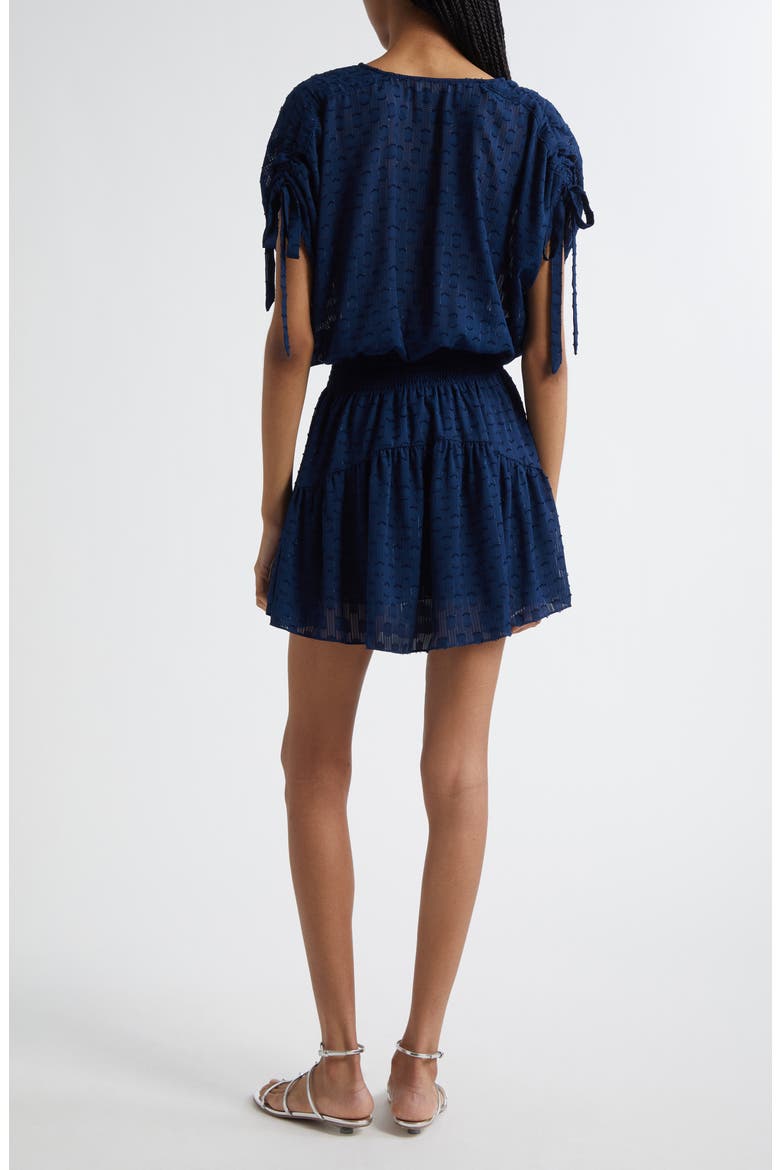 Fernanda Metallic Thread Detail Clip Dot Minidress, Alternate, color, SPRING NAVY DOT