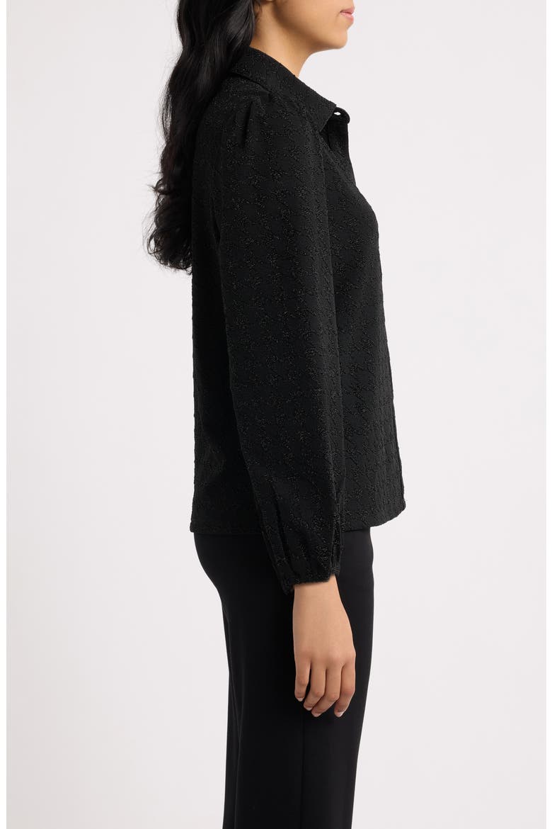 Metallic Houndstooth Puff Shoulder Top, Alternate, color, ANNE BLACK
