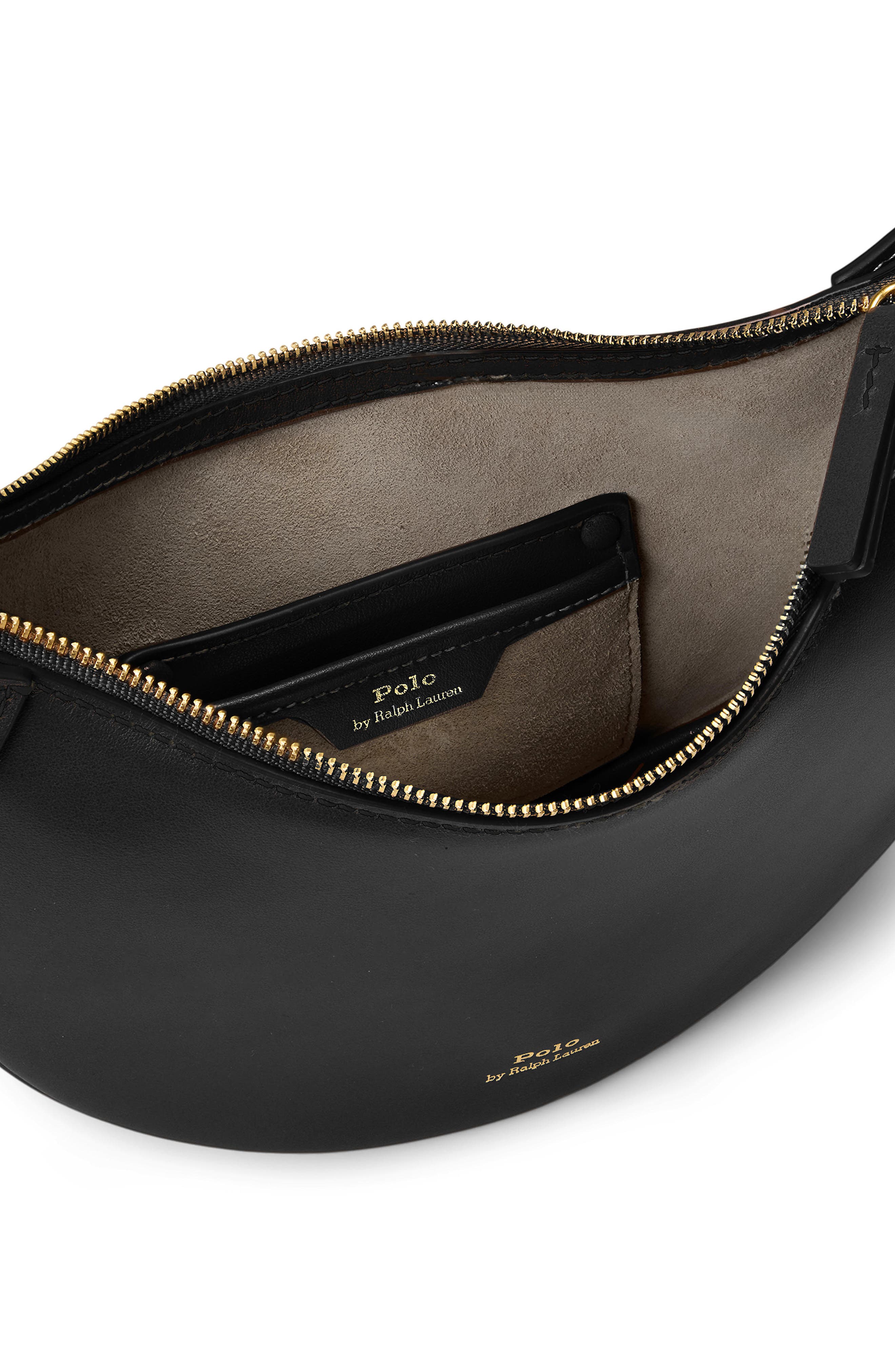 Polo Ralph Lauren Mini Polo ID Chain Leather Crossbody Bag, Alternate, color, Black