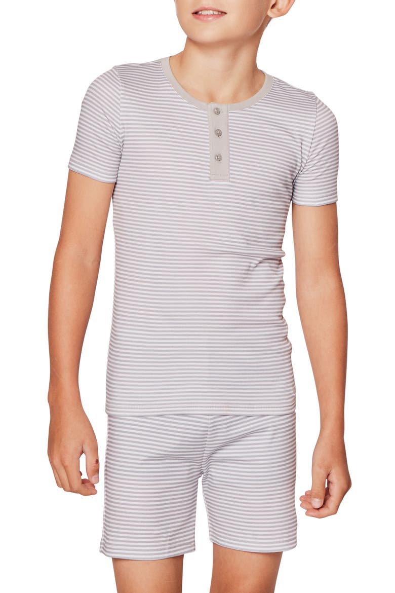 Stripe Fitted Short Set, Alternate, color, GREY