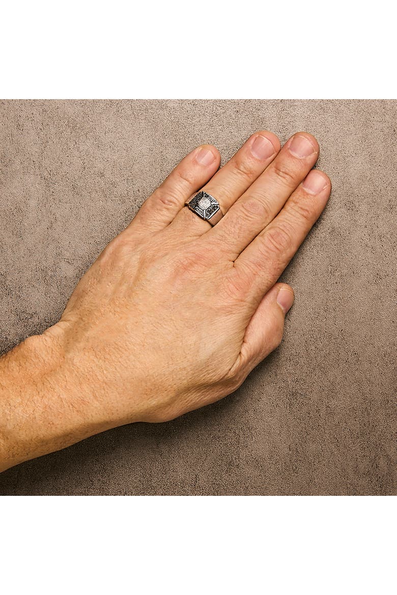 Silver 3/8 Cttw Composite Enhanced Black and White Diamond Men's Band Ring, Alternate, color, Silver
