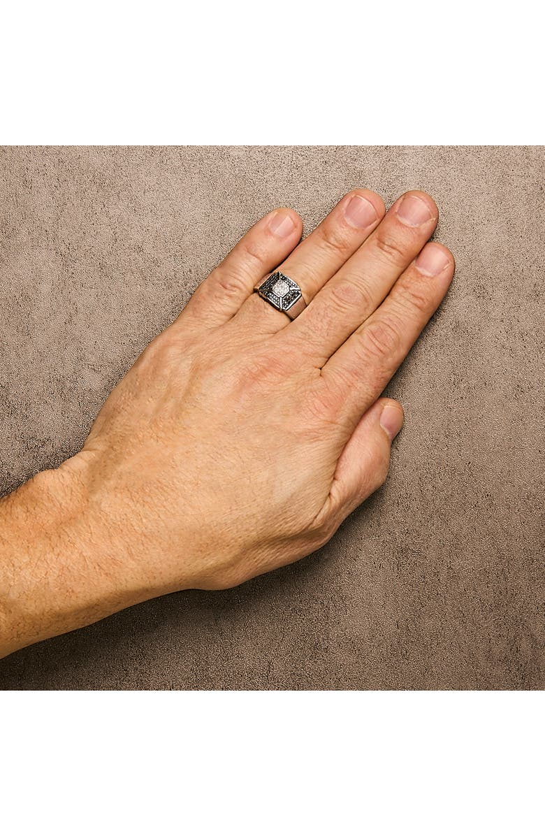 Haus of Brilliance Silver 3/8 Cttw Composite Enhanced Black and White Diamond Men's Band Ring, Alternate, color, White