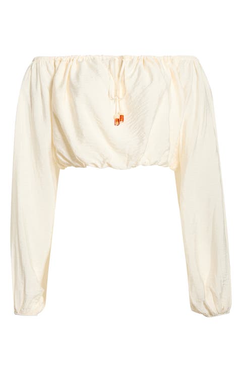 Off the Shoulder Bubble Hem Top