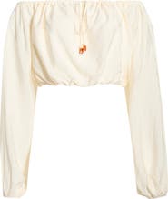 KITTENISH Off the Shoulder Bubble Hem Top
