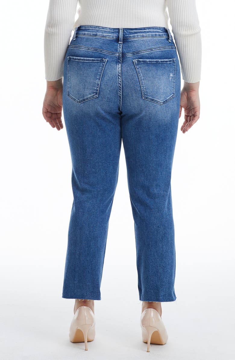 Bayeas Distressed High Waist Slim Straight Leg Jeans, Alternate, color, Amy Blue