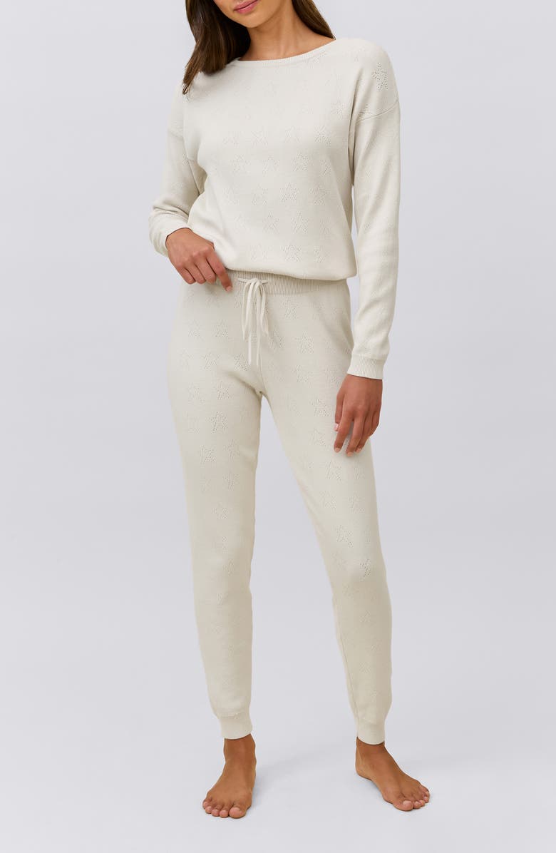 Papinelle Cozy Pointelle Jogger Pajamas, Alternate, color, Biscuit