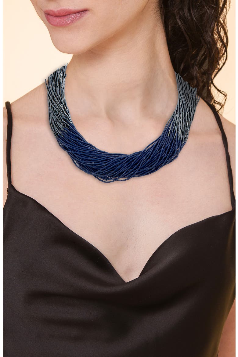 Loretta Beaded Layered Necklace, Alternate, color, GUNMETAL