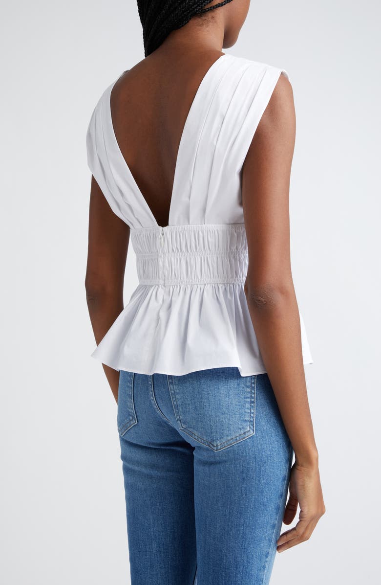 Veronica Beard Evra Sleeveless Smock Waist Peplum Top, Alternate, color, White