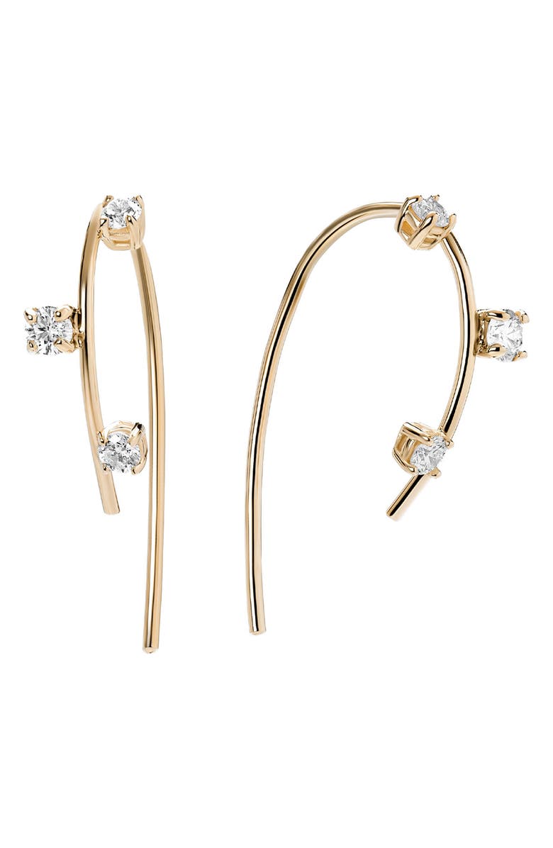 LANA 14K Gold Mini Solo Hooked on Diamond Threader Earrings, Main, color, Yellow Gold