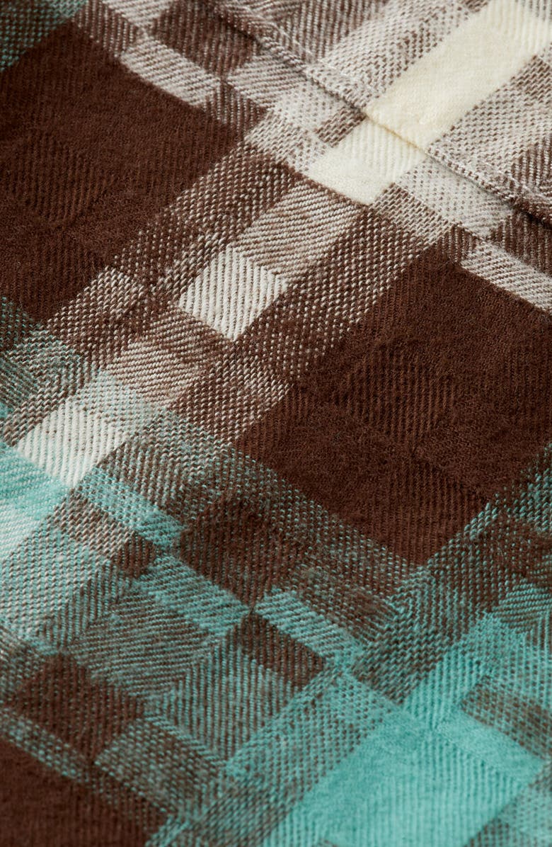 Scotch & Soda Kids' Pixelated Check Cotton Flannel Button-Up Shirt, Alternate, color, Agate Green Abstract