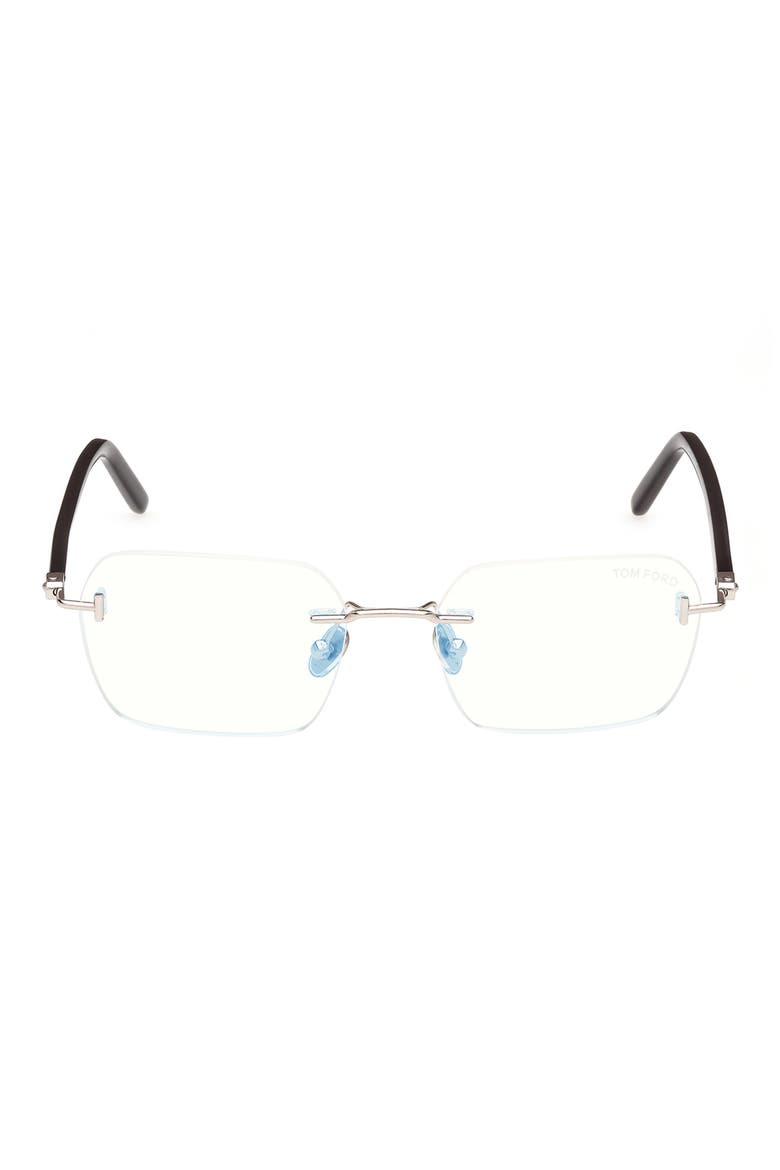 54mm Rectangular Blue Light Blocking Optical Glasses, Main, color, PALLADIUM BLACK / T LOGO