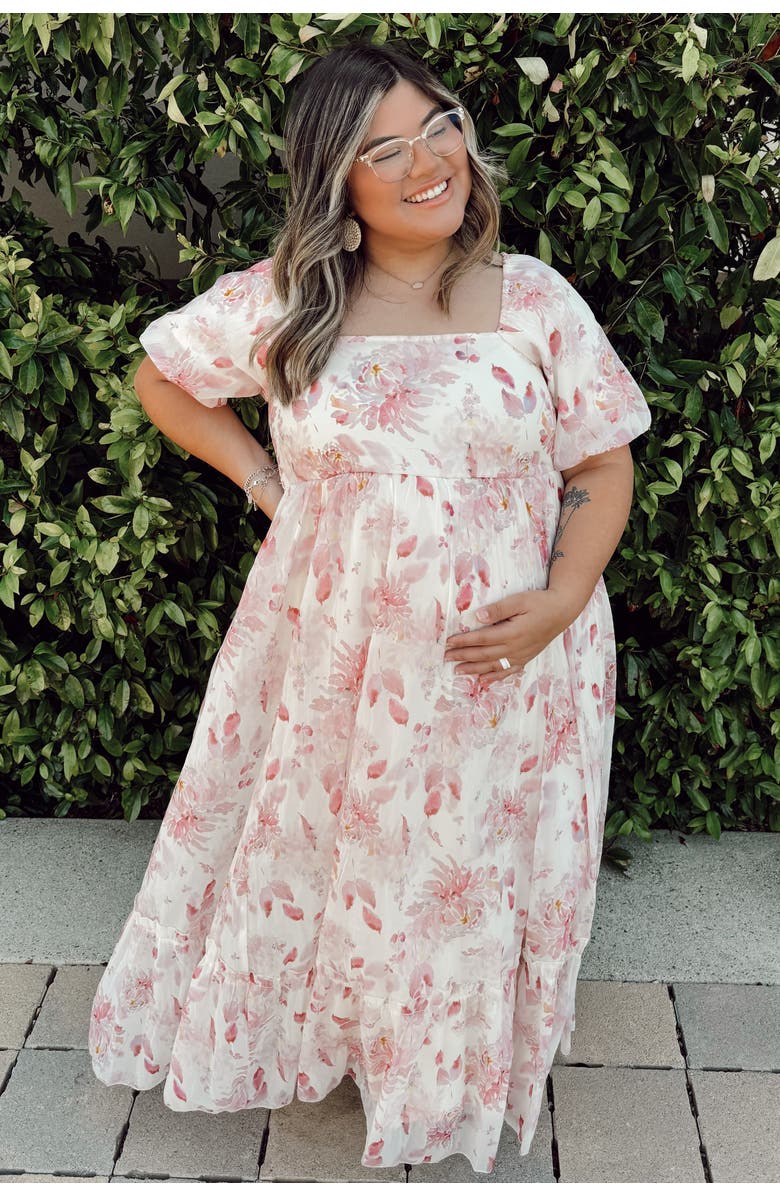 PinkBlush Puff Sleeve Square Neck Dress, Alternate, color, Red