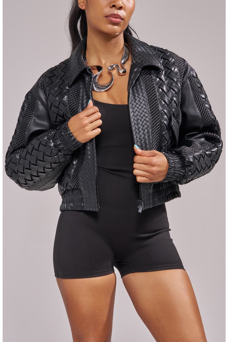 Alonso Leather Bomber Jacket, Alternate, color, BLACK
