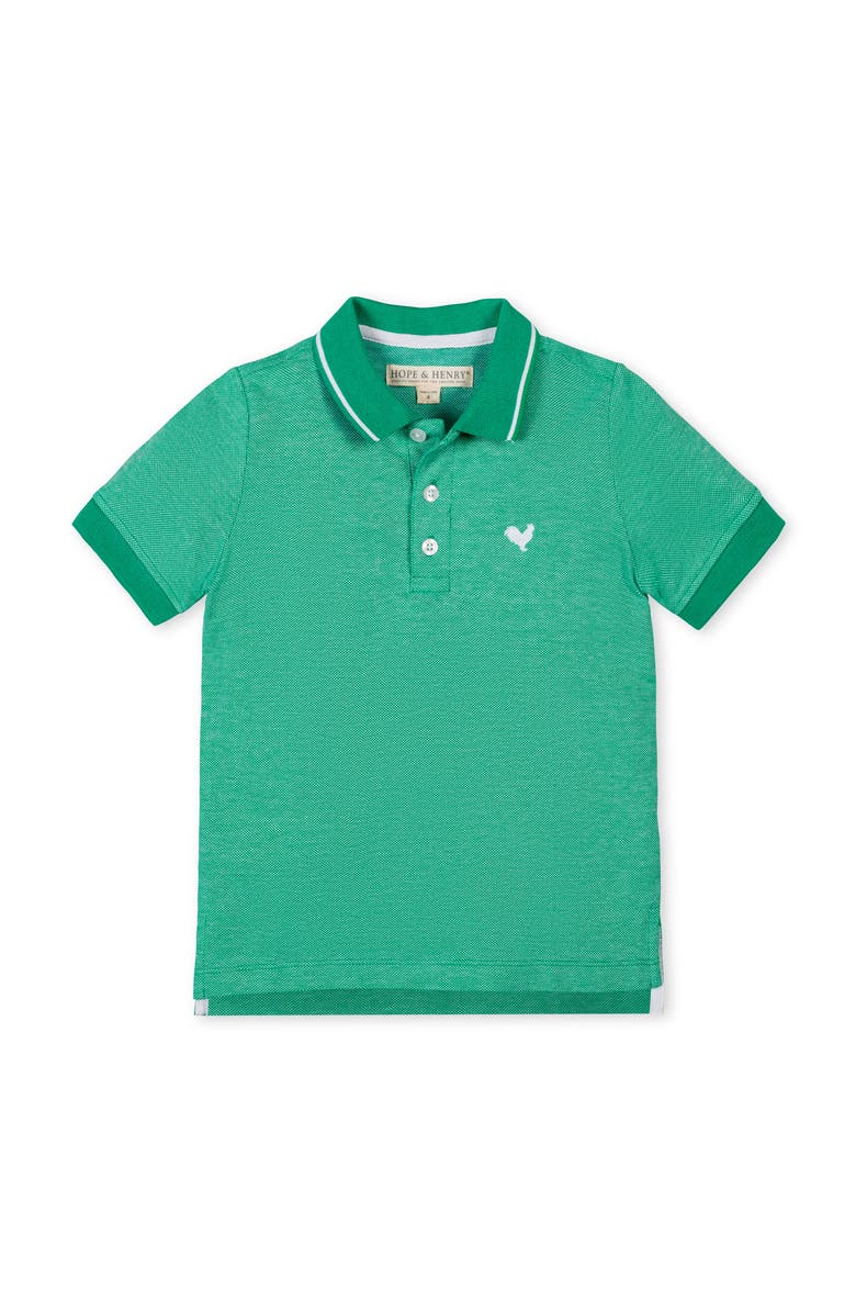 Hope & Henry Kids' Organic Short Sleeve Knit Pique Polo Shirt, Main, color, Kelly Green