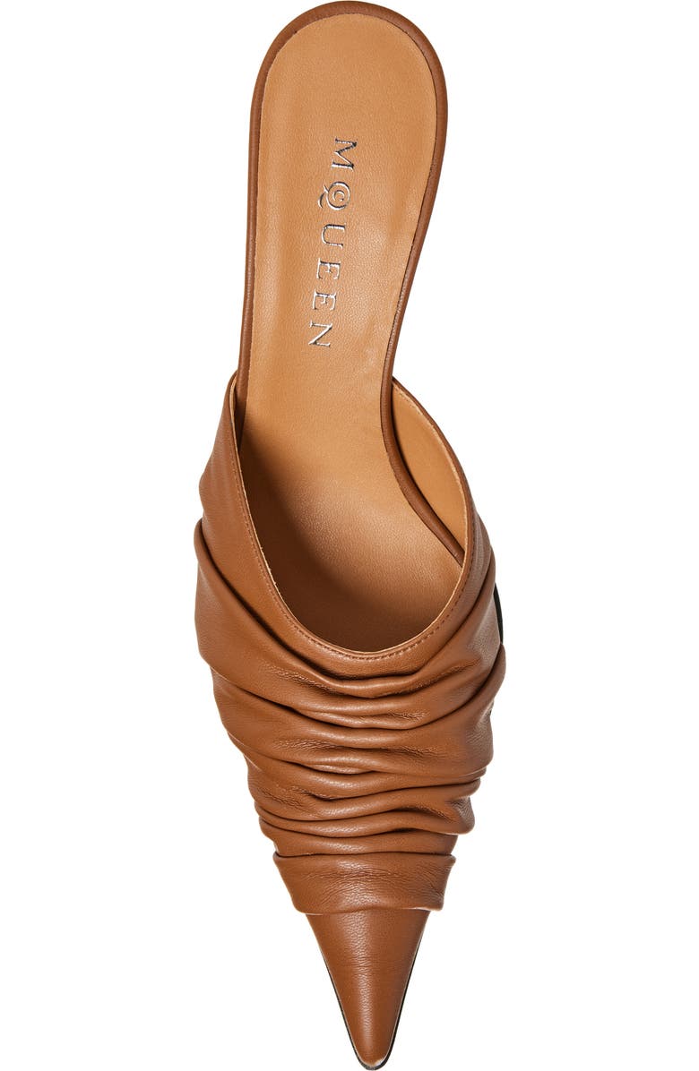 McQueen Birdee Ruched Mule, Alternate, color, Wood