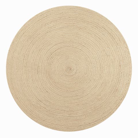 Zara Braided Coastal Cottage Round Jute Round Area Rug