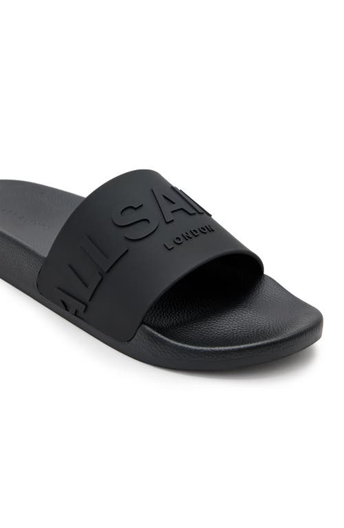 Allsaints Biggy Tonal Logo Rubber Slides In Black