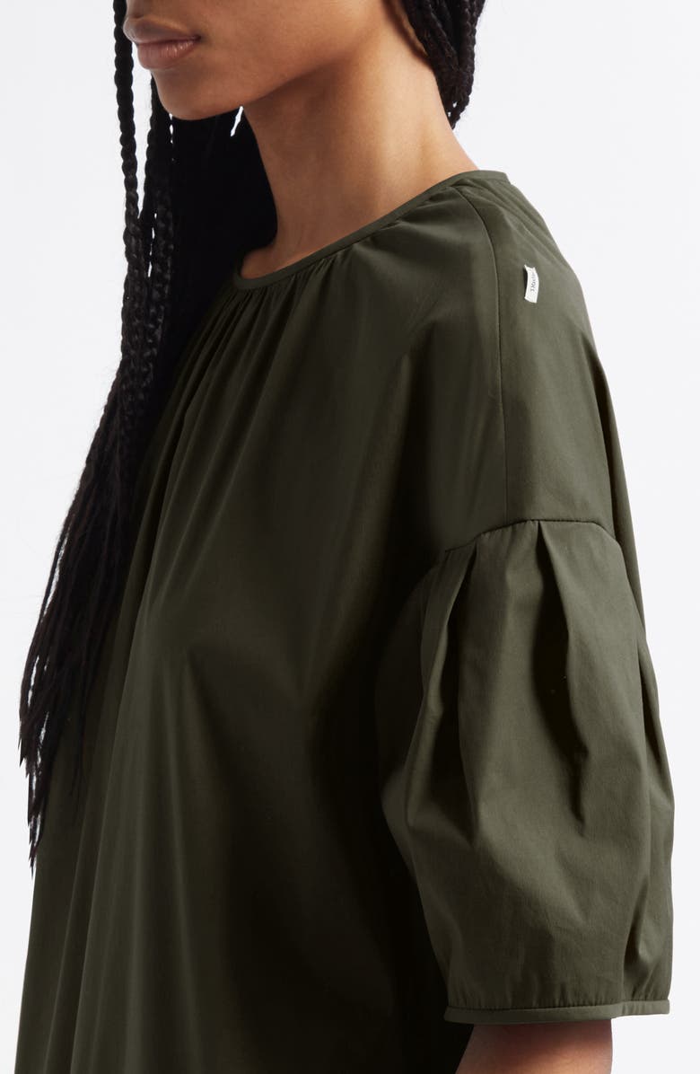 Max Mara Isotta Shirred Poplin Shift Dress, Alternate, color, Kaki