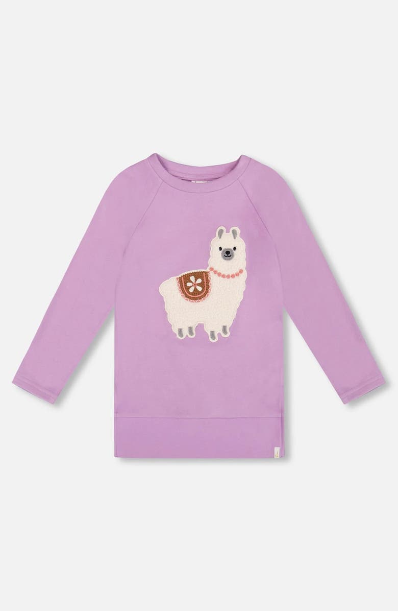 Deux par Deux Super Soft Brushed Jersey Tunic with Llama, Main, color, Purple