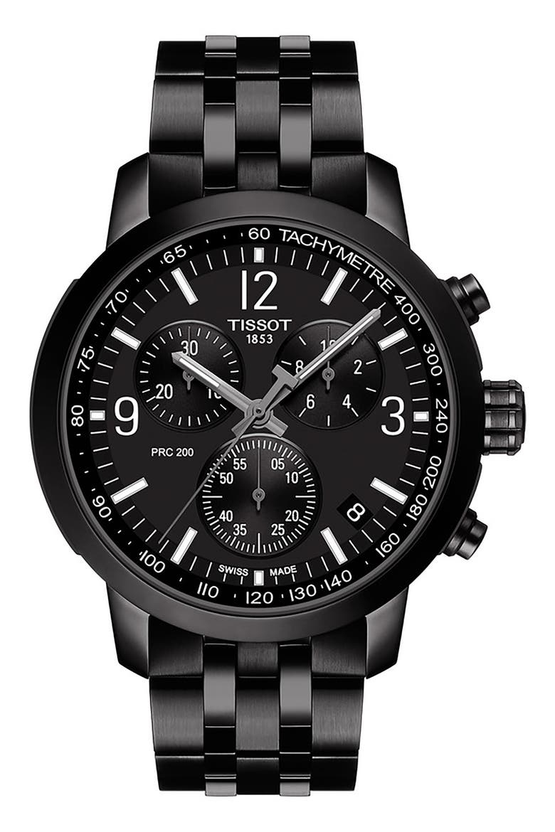 T-Sport PRC 200 Bracelet Chronograph Watch, 43mm, Main, color, BLACK