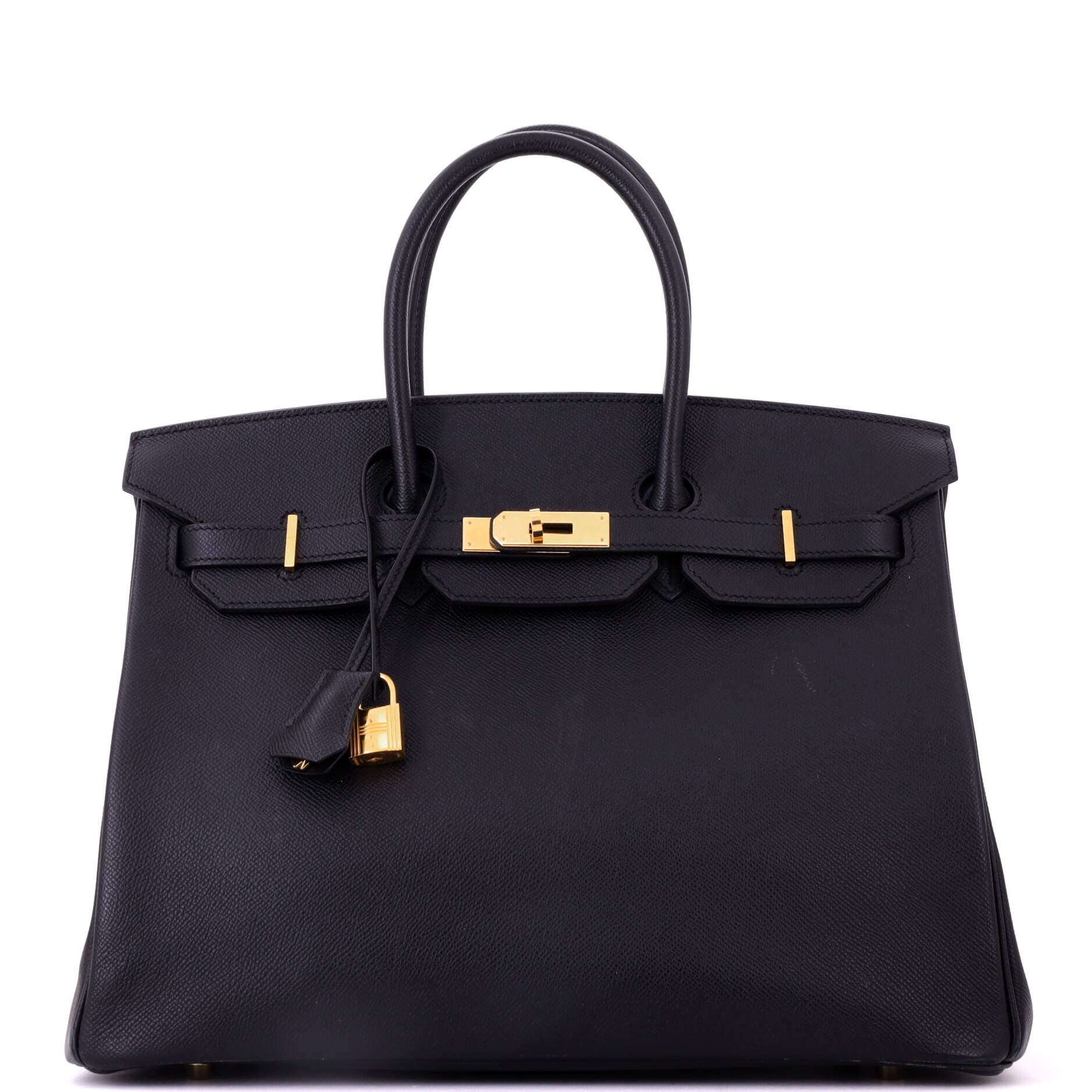 Pre-Owned Hermes Birkin Handbag Black Epsom with Gold Hardware 35, Main, color, Noir