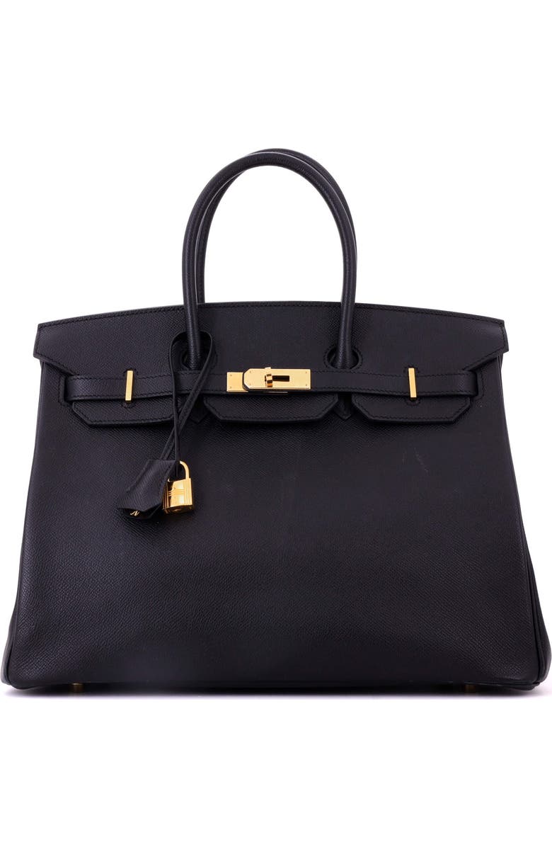 Pre-Owned Hermes Birkin Handbag Black Epsom with Gold Hardware 35, Main, color, Noir