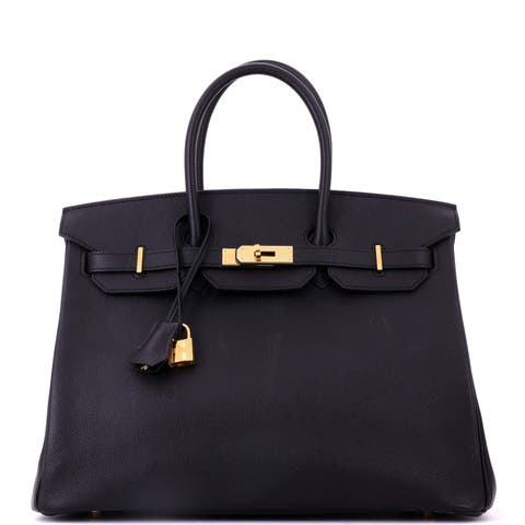 Birkin Handbag Black Epsom with Gold Hardware 35