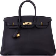 Pre-Owned Hermes Birkin Handbag Black Epsom with Gold Hardware 35
