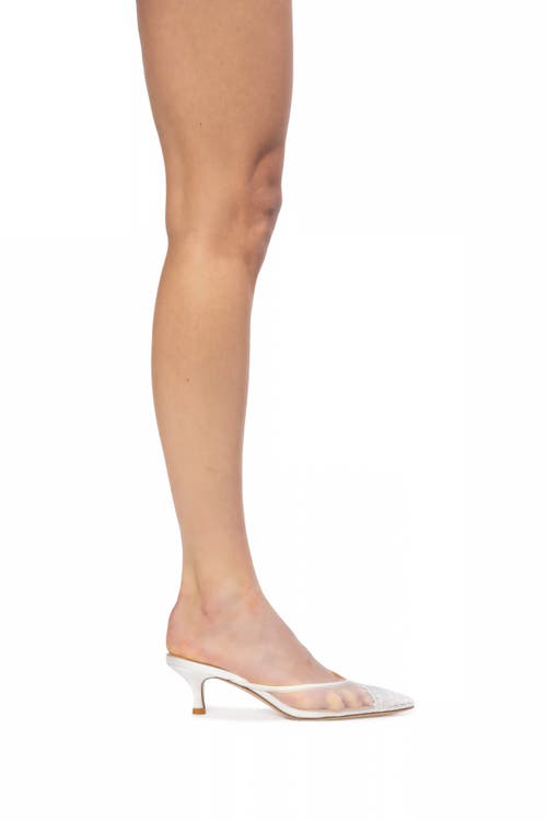 Black Suede Studio Cara 50 Mesh Mule In White