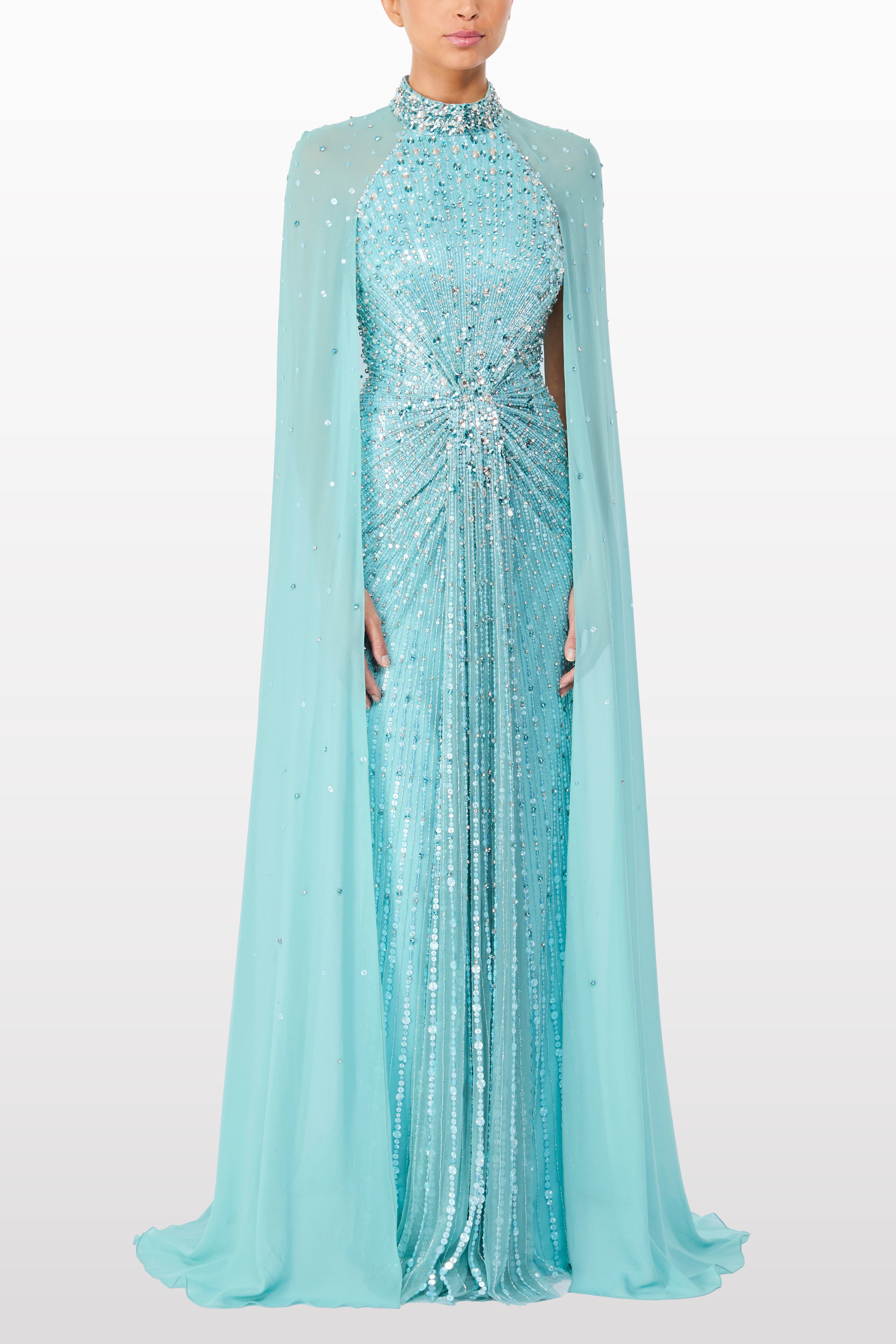 TheaEmbellished Cape Maxi Dress - image 2