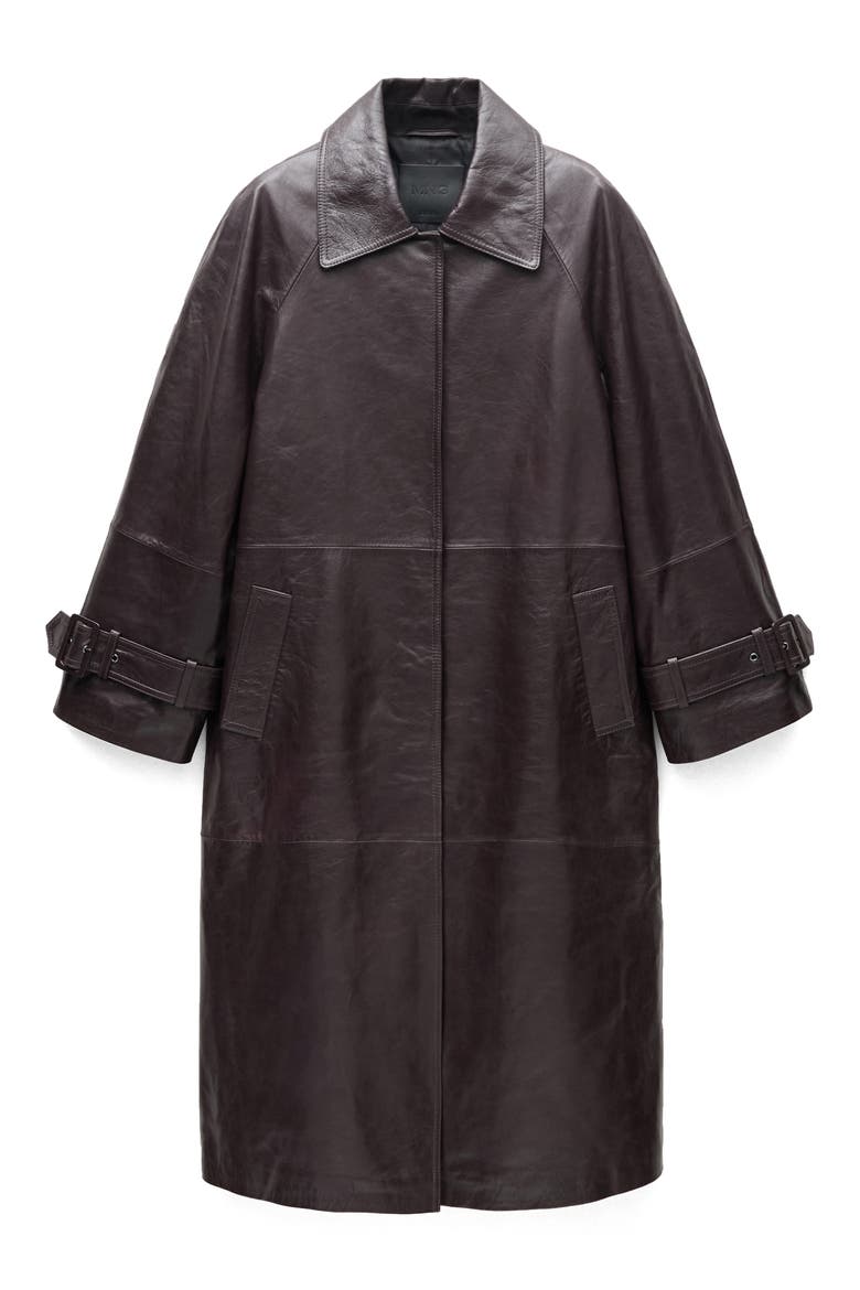 Oversize Leather Coat, Main, color, WINE
