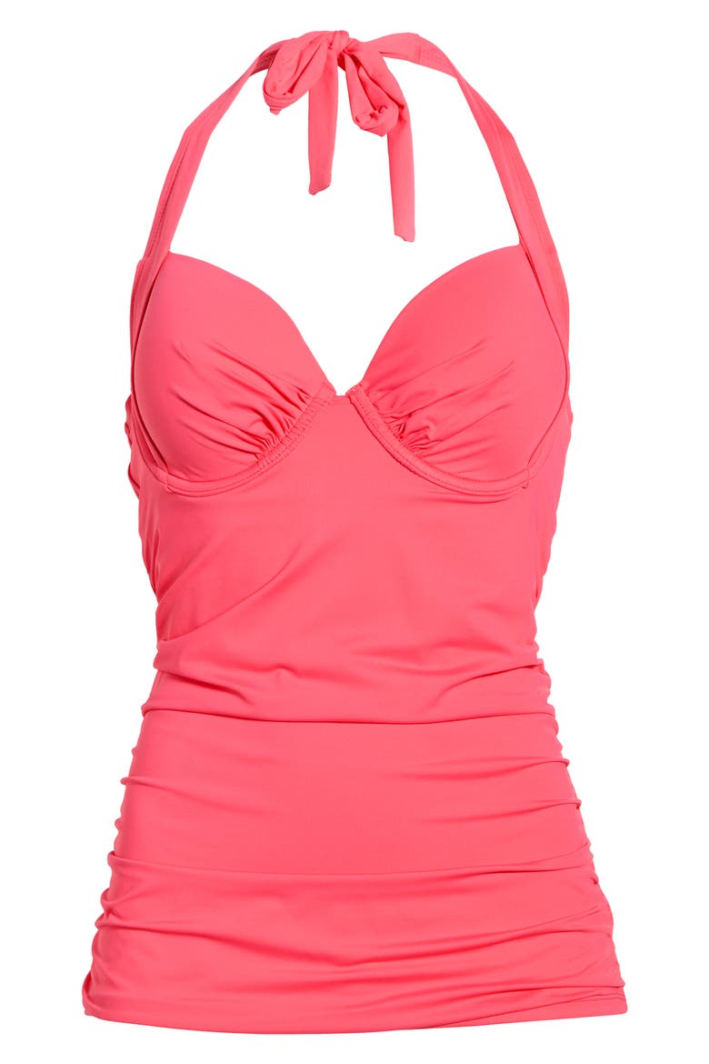 Pearl Halter Neck Underwire Full Coverage Tankini, Alternate, color, CORAL COAST