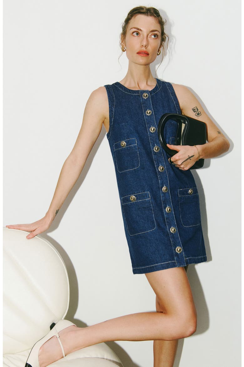 Tropez Sleeveless Denim Minidress, Alternate, color, SALINAS