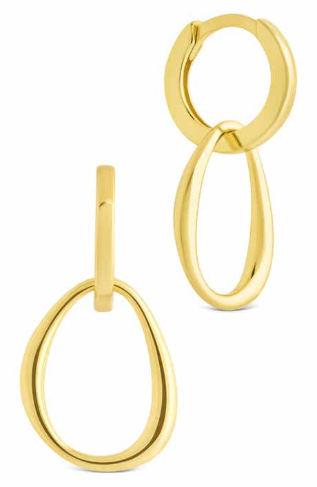 Sterling Forever Dorothy Simple Polished Interlock Drop Earrings