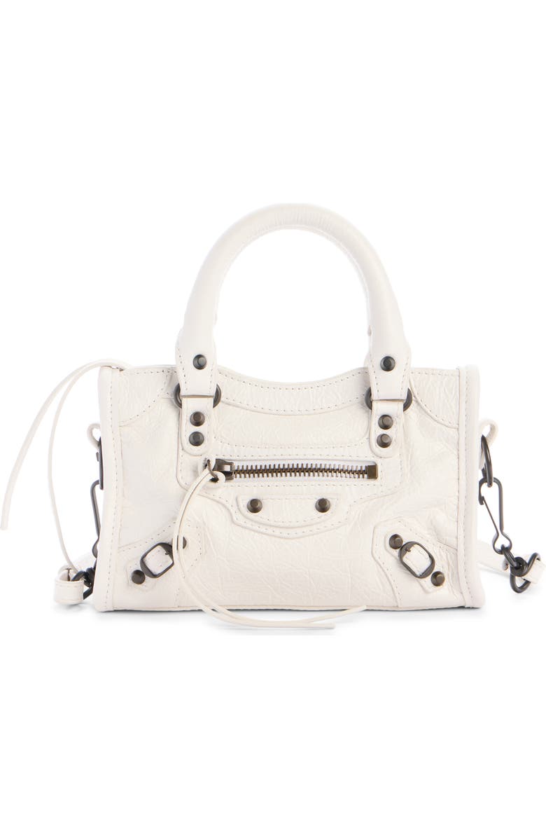 Balenciaga Nano Le City Leather Convertible Crossbody Bag, Main, color, 9104 White