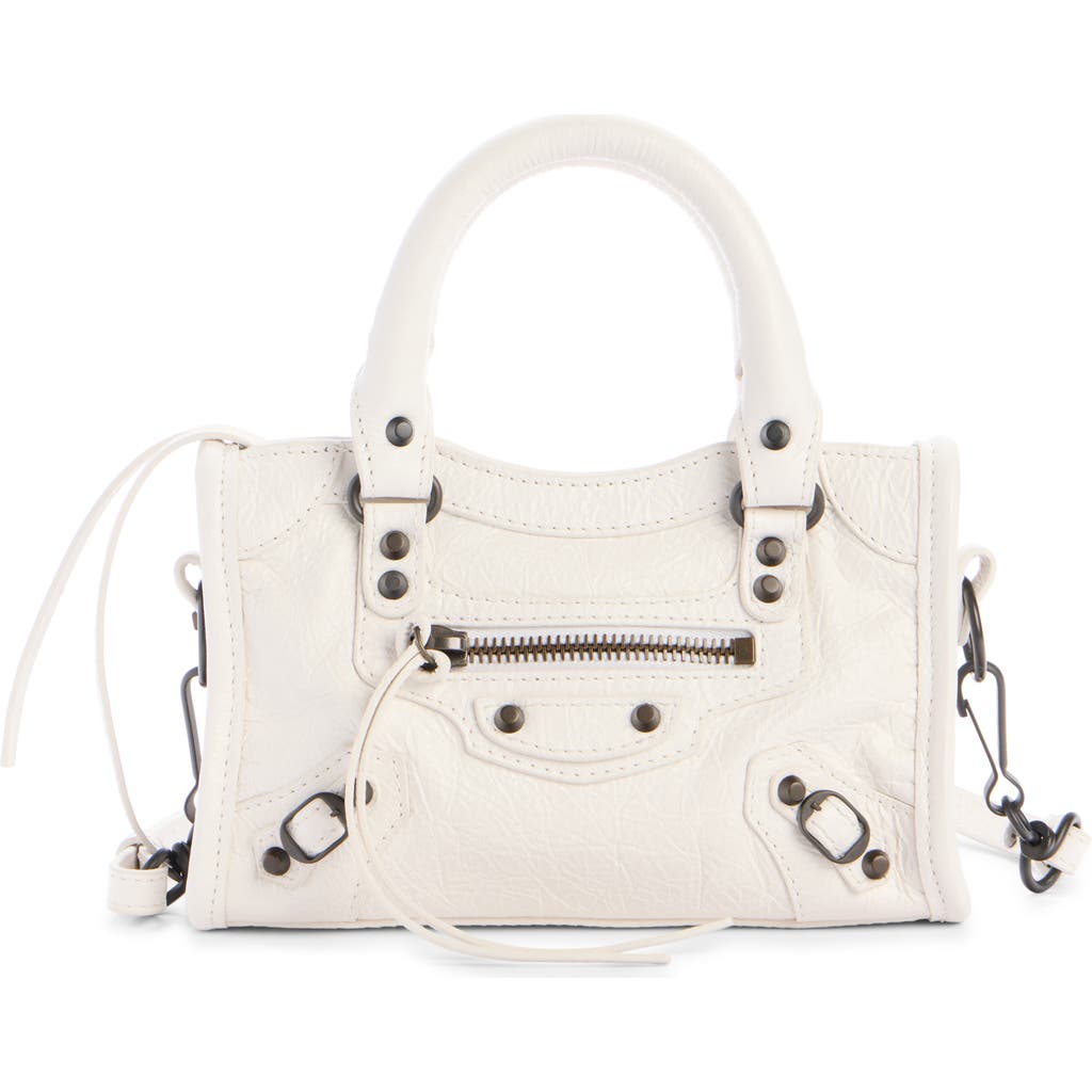 Balenciaga Nano Le City Leather Convertible Crossbody Bag In White