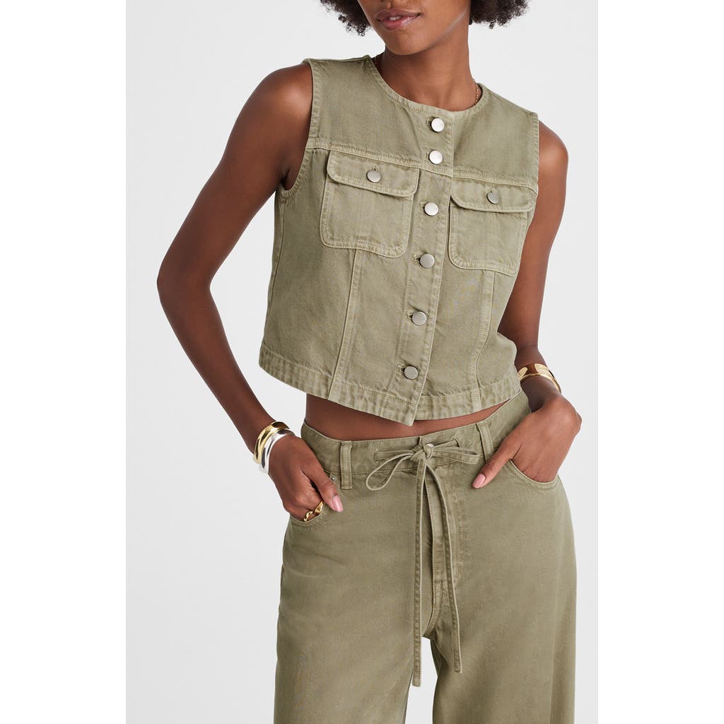 Madewell Crop Denim Vest In Brown