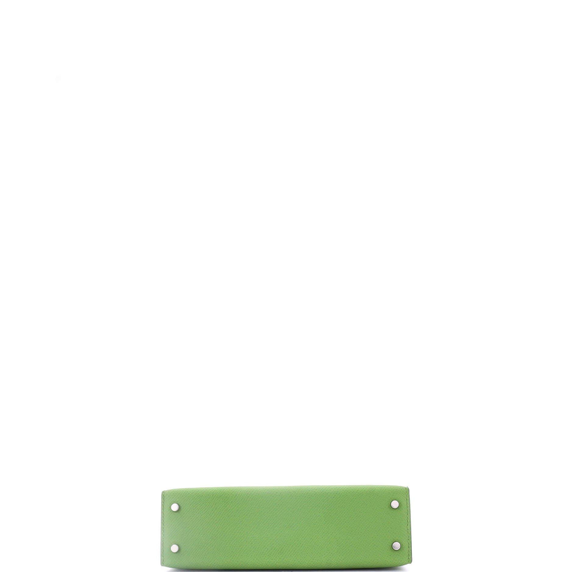 Pre-Owned Hermes Kelly Mini II Bag Tricolor Epsom with Palladium Hardware 20, Alternate, color, Vert