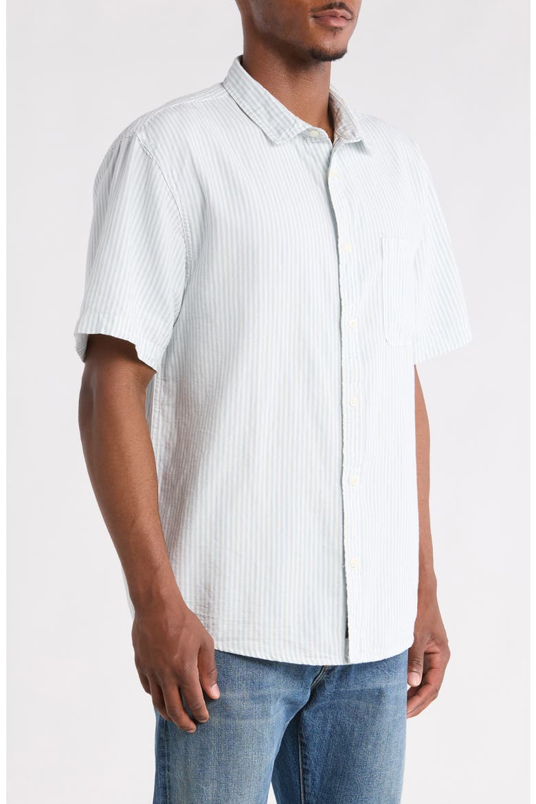 Lawson Stripe Cotton & Linen Blend Button-Up Shirt, Alternate, color, DAWN MIST-MARSHMALLOW