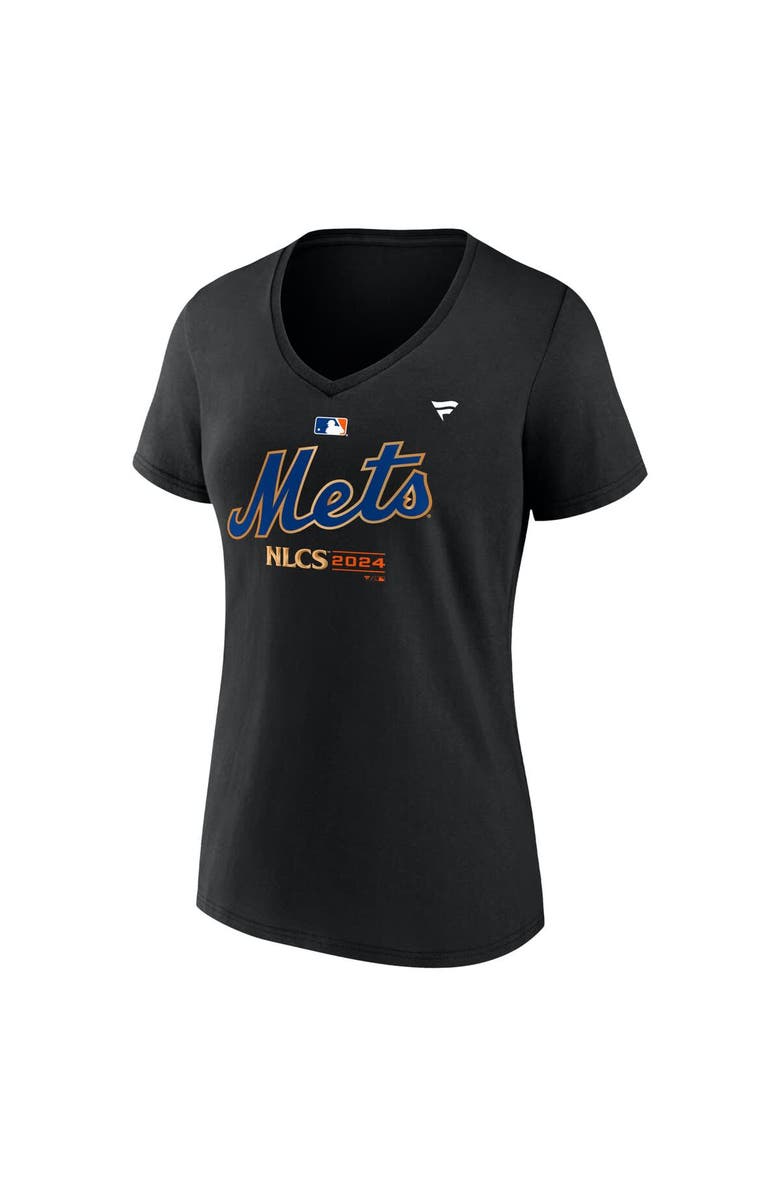 FANATICS Women's Fanatics Black New York Mets 2024 National League Division Series Champions Locker Room V-Neck T-Shirt, Alternate, color, 