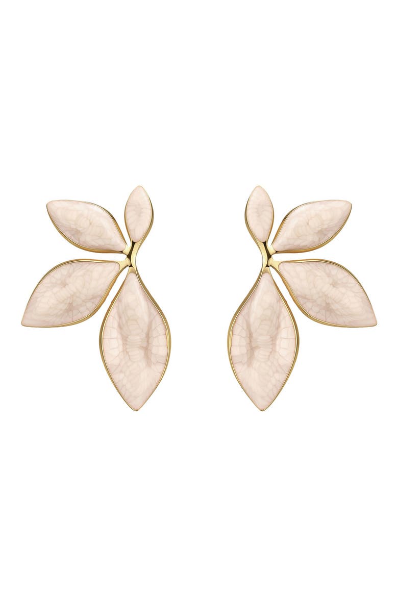 18k Gold Plated Floral Earrings, Main, color, GOLD/ WHITE