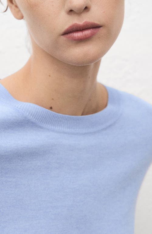 Mango Fine Knit Crewneck Sweater In Blue