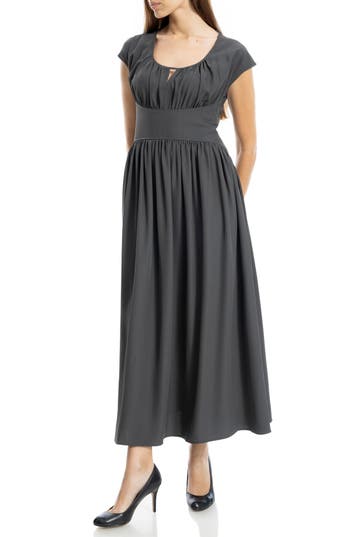 Max Studio Front Keyhole Maxi Dress In Gray