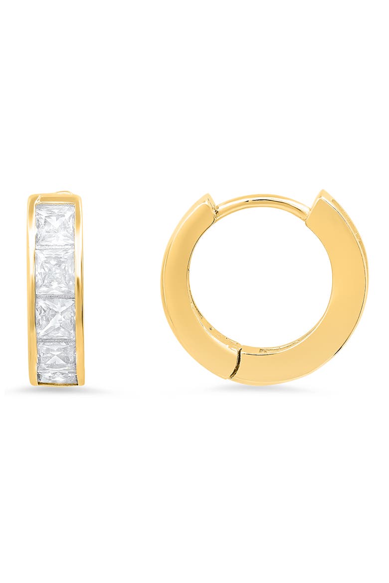 Sterling Silver Petite CZ Huggie Hoop Earrings, Main, color, GOLD